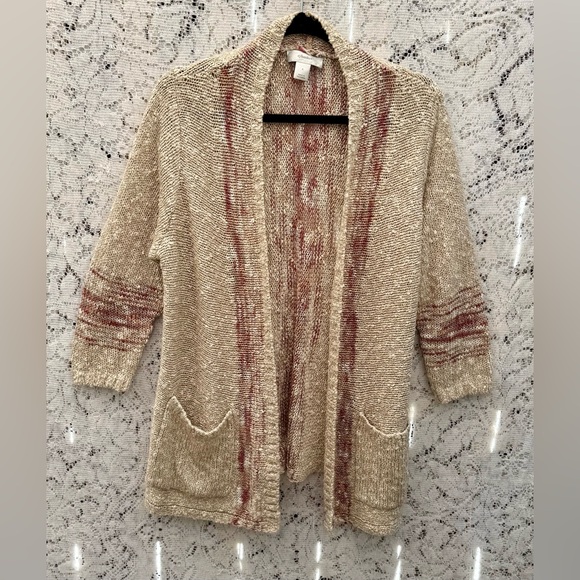Women’s CJ Banks Cream and rust Cardigan Sweater. Size X - Picture 1 of 3